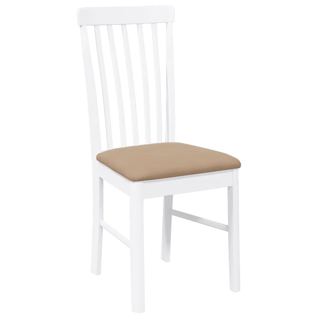 Sedie da Pranzo con Cuscini 2 pz Bianco Legno Massello di Hevea