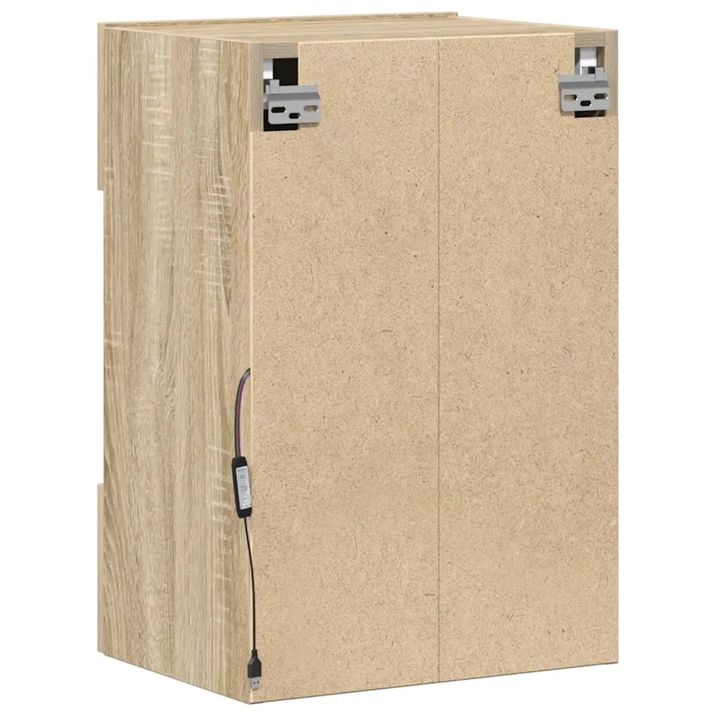 Mobili da parete con luci LED per TV 2pz Rovere Sonoma 40x30x60,5 cm 837083