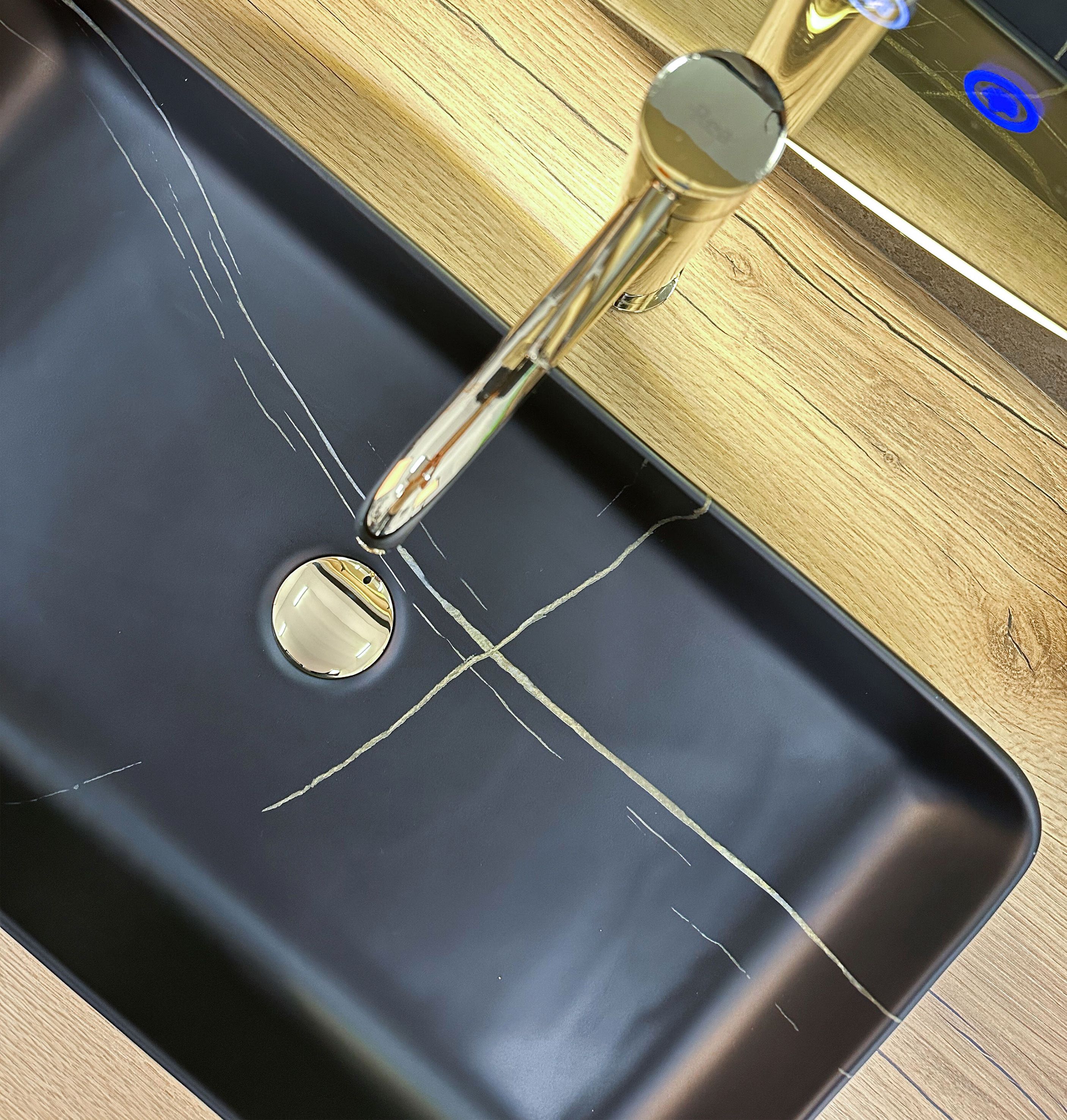 Lavabo Da Appoggio Denis Black Stone Matt