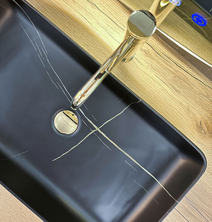 Lavabo Da Appoggio Denis Black Stone Matt