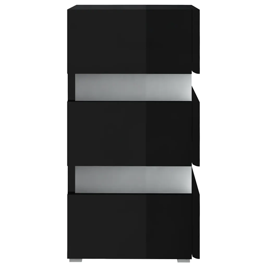 Comodino con LED Nero Lucido 45x35x67 cm in Legno Multistrato