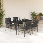 Set da Pranzo da Giardino 5 pz con Cuscini in Polyrattan Grigio 3212127