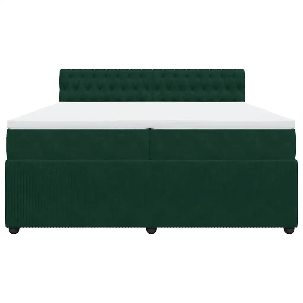 Giroletto a Molle con Materasso Verde Scuro 200x200 cm Velluto 3287839