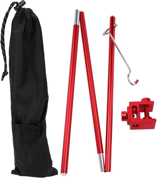 Palo di illuminazione portatile opzionabile - Incluso astuccio di trasporto - Palo di illuminazione per campeggio - Materiale: alluminio - Palo di illuminazione pieghevole - Palo di illuminazione regolabile - Palo di illuminazione da trasporto