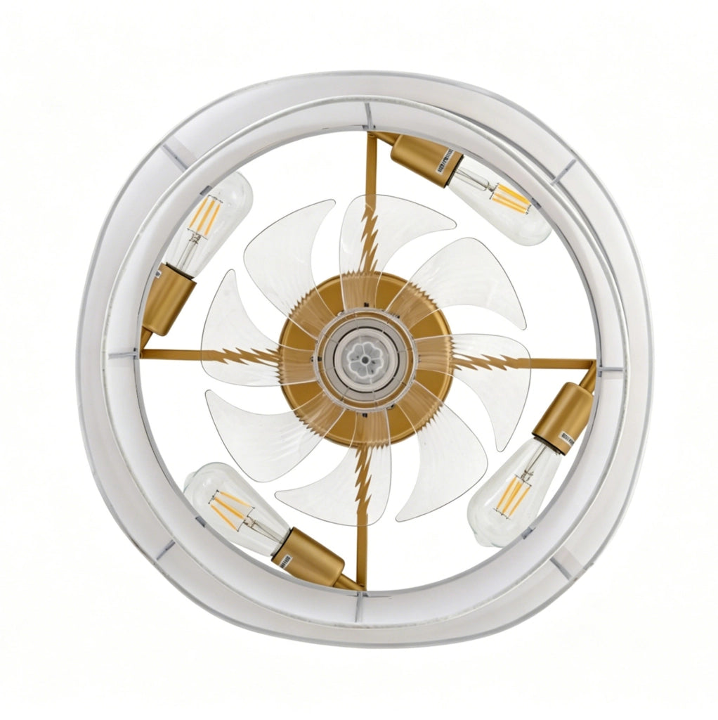 Ventilatore da soffitto ULEVR con luce, 6 velocit¨¤, controllo App Bluetooth e telecomando, oro e bianco