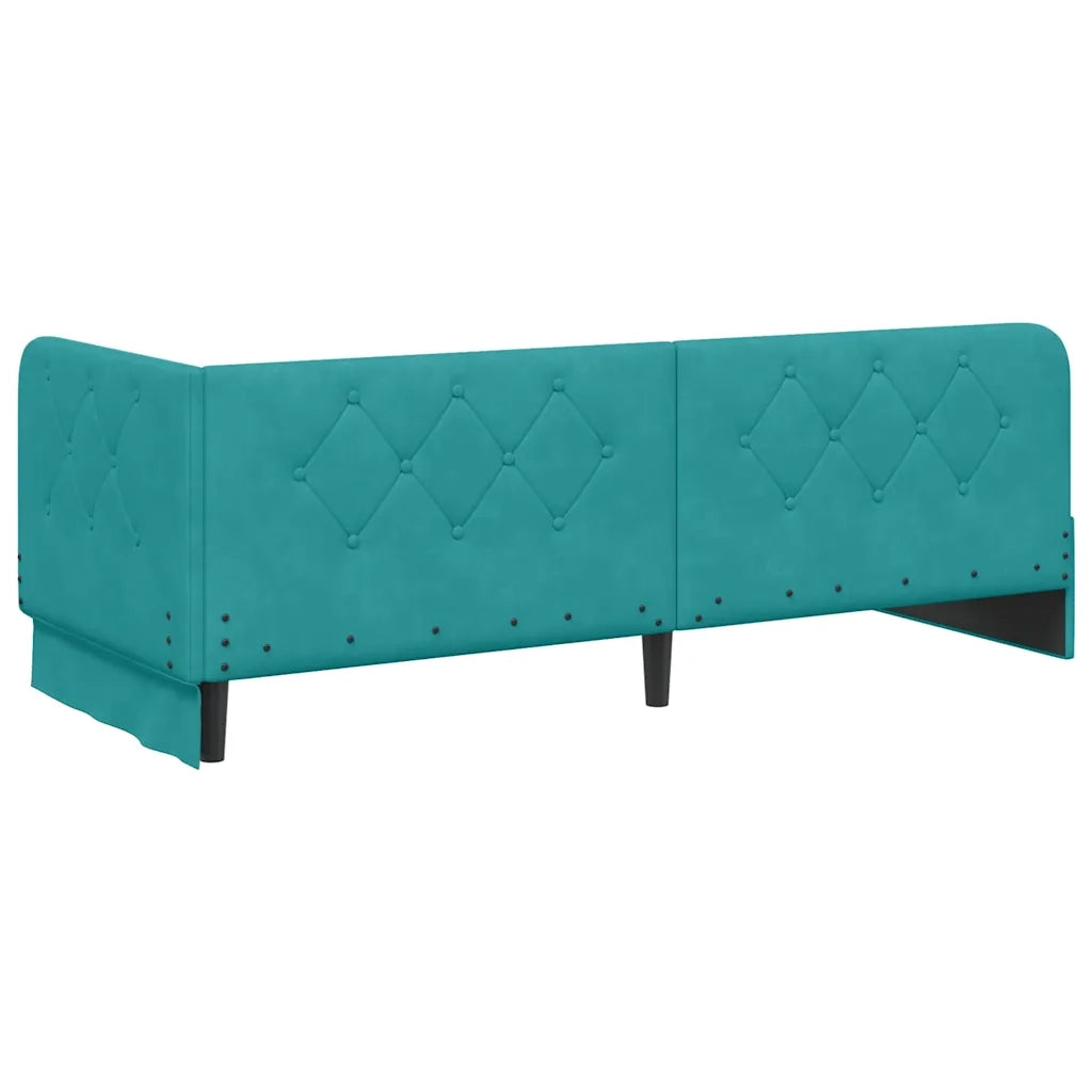 Letto singolo | Letto per adulti | Cornice del letto ad angolo Turchese 80 x 200 cm Velluto