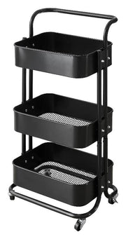 Carrello Portatutto in Metallo con 3 Ripiani Bob Nero 33 x 43 x 82 cm