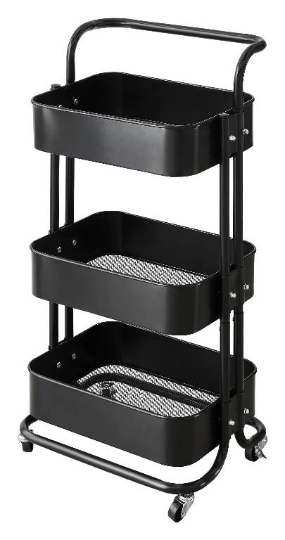 Carrello Portatutto in Metallo con 3 Ripiani Bob Nero 33 x 43 x 82 cm
