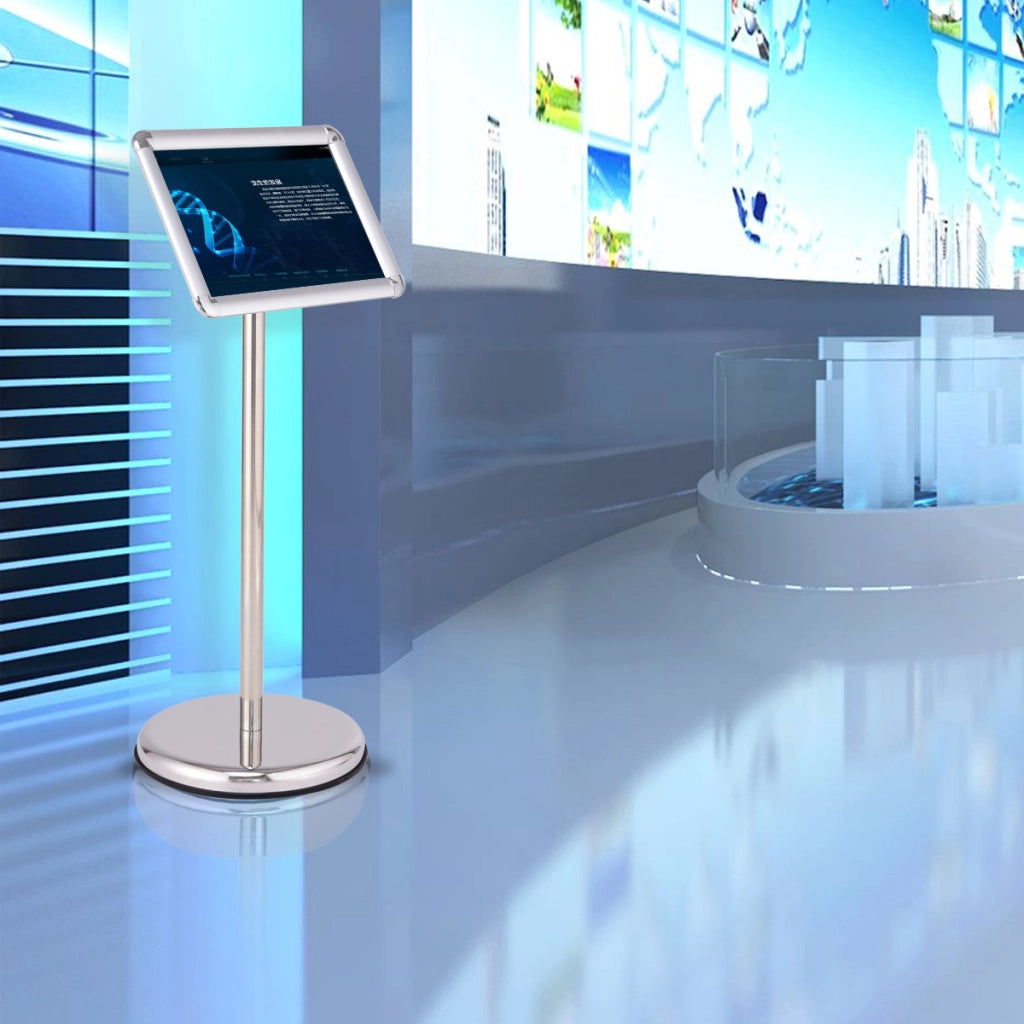 Lavagnetta da pavimento autoportante, Espositore in alluminio girevole con altezza regolabile 83-130cm