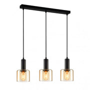 Italux Santia lampadario moderno nero ambra 3xE27 dimmerabile