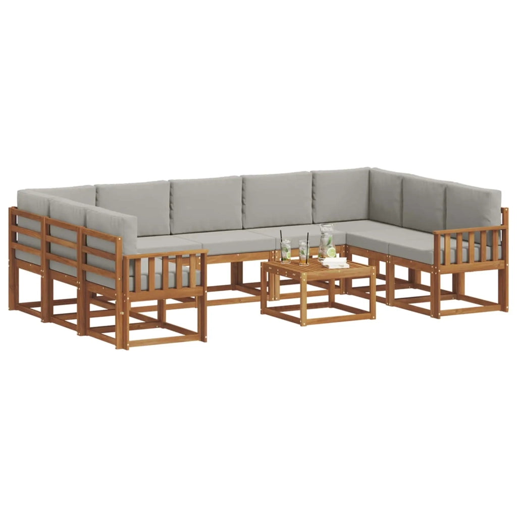 Set di divani da esterno 10 pcs Grigio Naturale e Chiaro 3367014