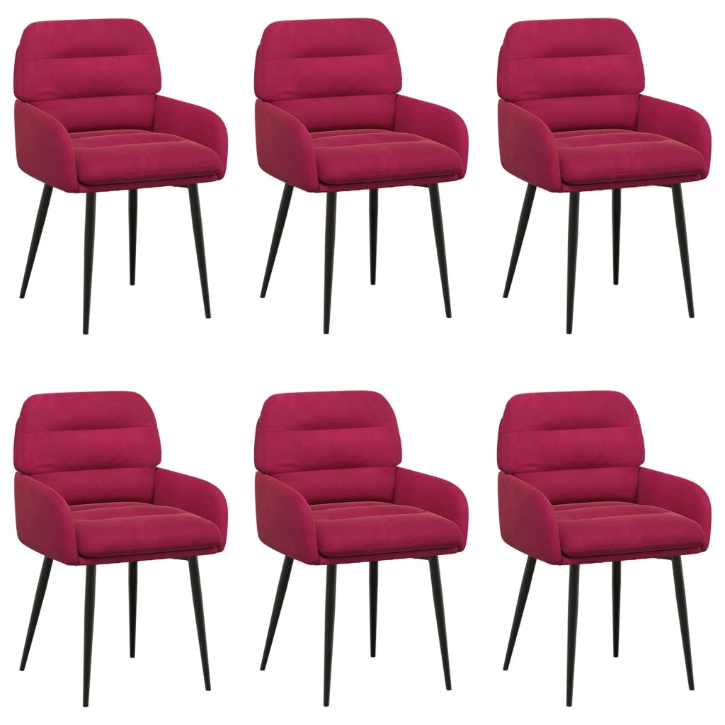 Sedie da pranzo 6 pcs Velluto (V) Rosso Vino 59 x 59,5 x 90 cm 3428251