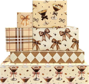 Pacchetto di regalo con tema espresso martini, 6 fogli piegati in 6 disegni, decorazione per cocktail e caffè con bozza rossa per appassionati di caffè e occasioni festive