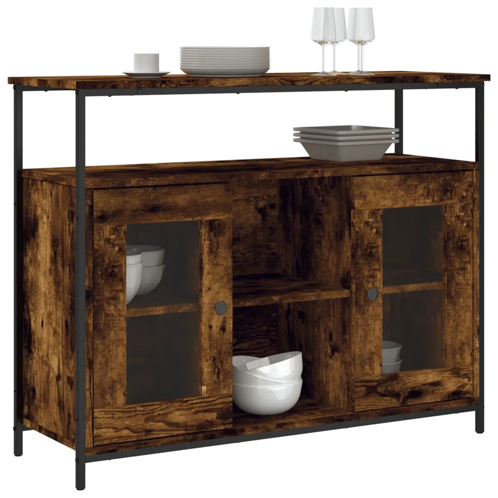 Credenza Rovere Fumo 100x35x80 cm in Legno Multistrato 835506