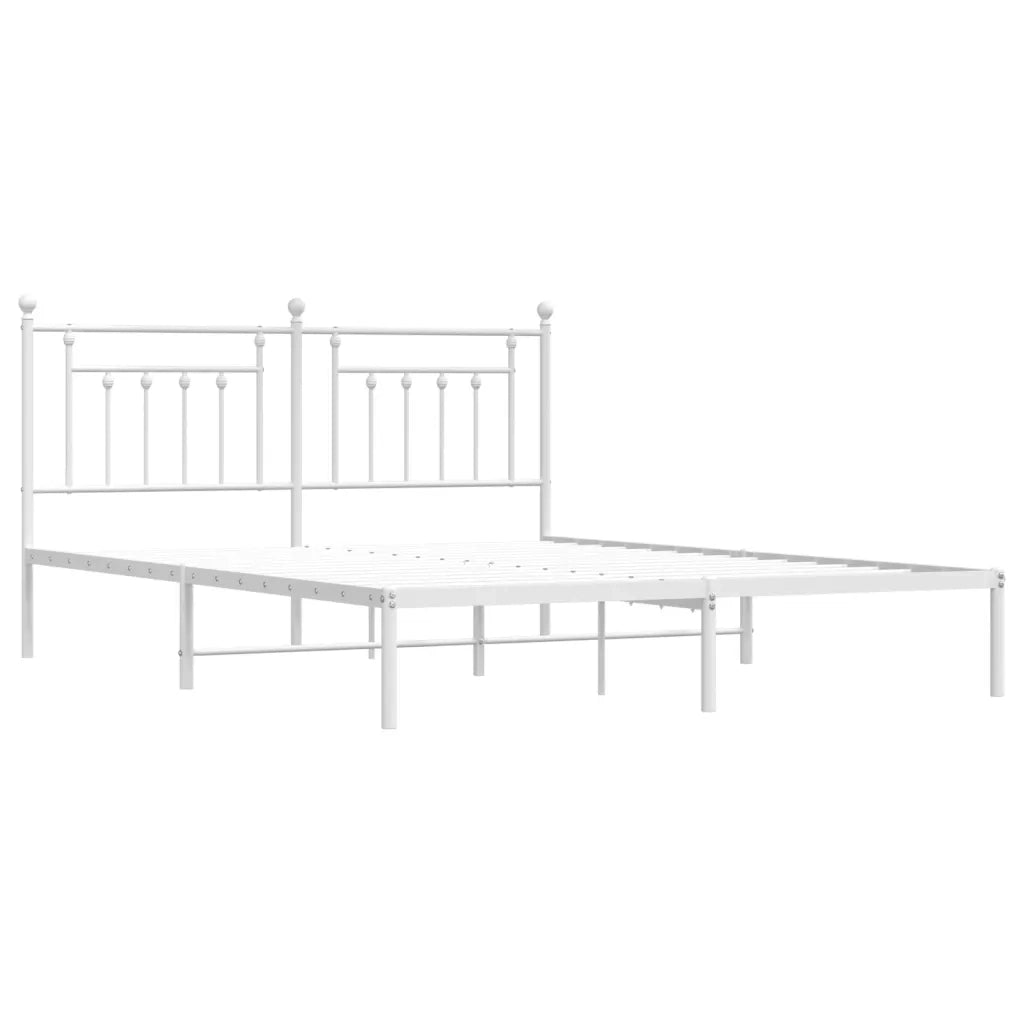 Giroletto con Testiera-Struttura Letto con testiera Metallo Bianco 160x200 cm 373466