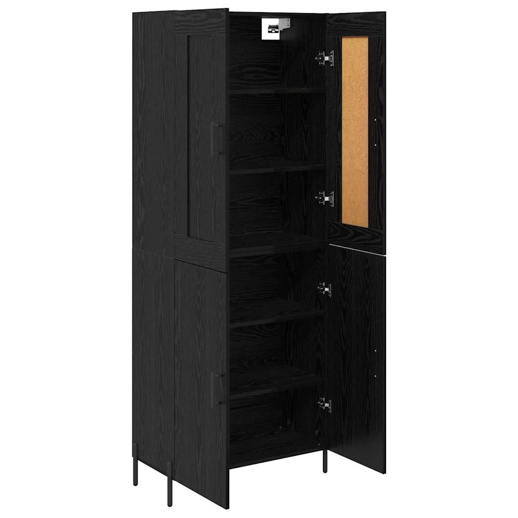 Credenza 2 pz | Madia | Buffet da pranzo | Armadio da pranzo Rovere Nero Legno multistrato
