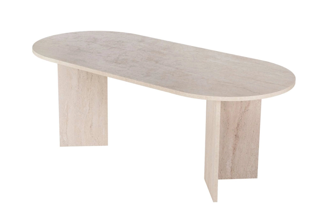 Tavolo da pranzo in legno "Sabella" 200 x 90 x 75 cm - Travertino