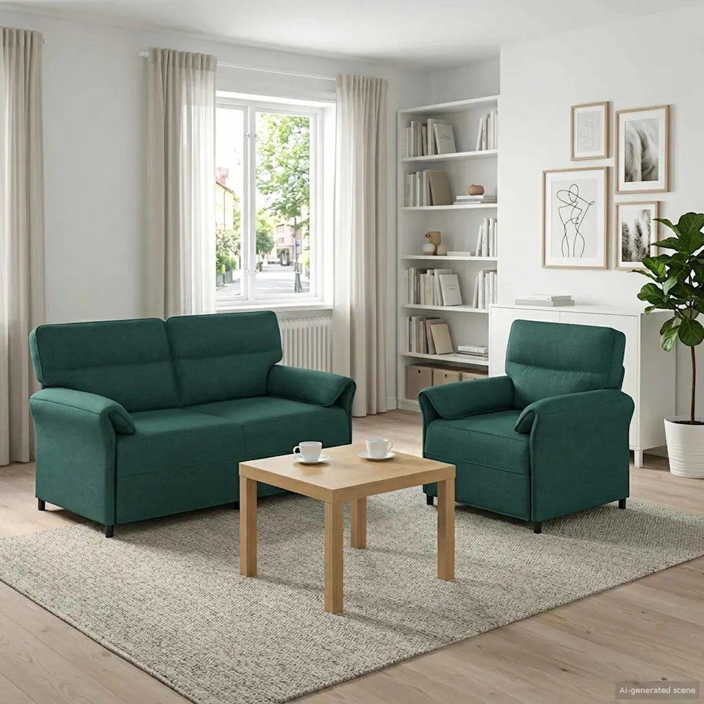 Set di divani 2 pz Verde Scuro Tessuto 3424862