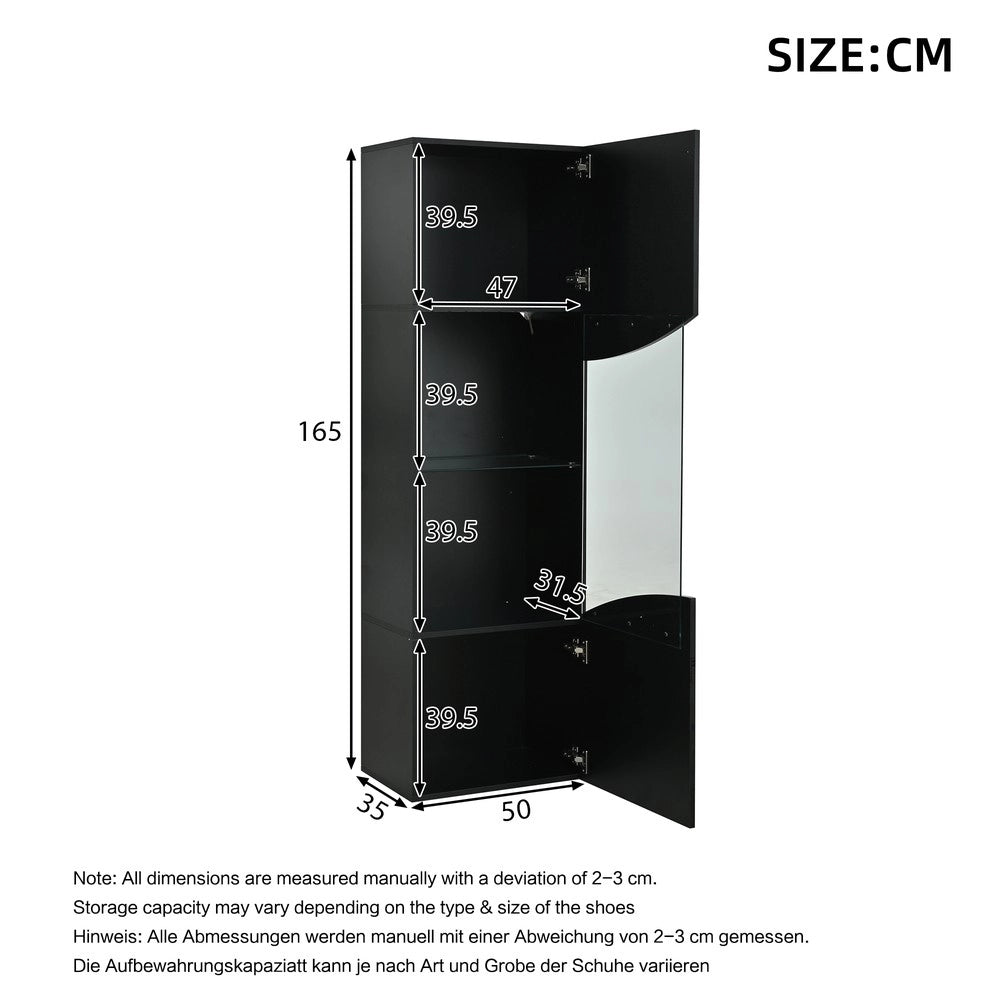 Vetrina Alta da Soggiorno con LED ¨C Xylo ¨C Nero Lucido 35x50x165