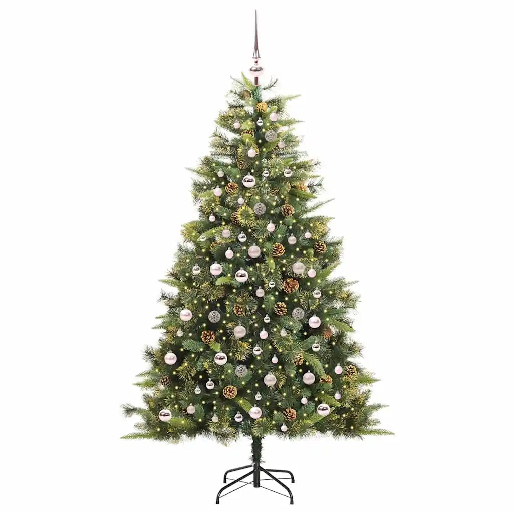Albero di Natale artificiale pieghevole con coni Verde 210 cm 3395100