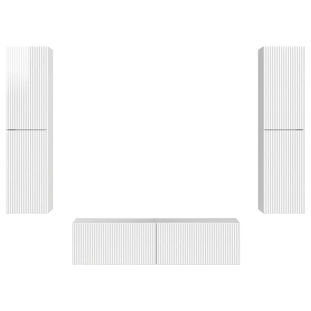 Set mobile TV 6 pz-Credenza per TV Bianco Lucido Legno multistrato 647406