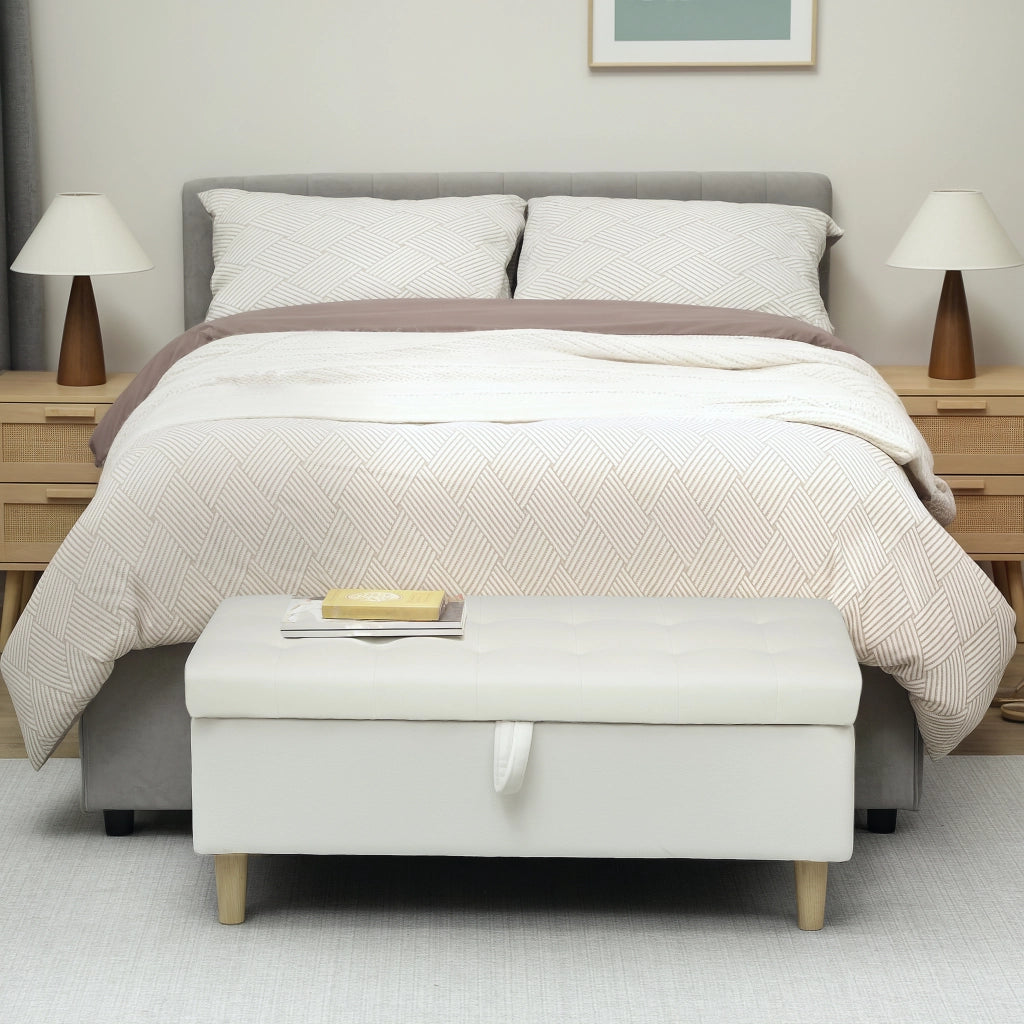 Poltrona pouf con cassetti ¨C zephmum ¨C crema 80x80x44 cm