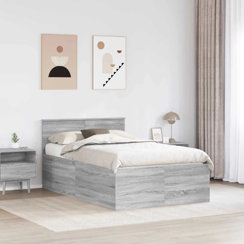 Letto matrimoniale | Letto per adulti | Struttura del letto con testiera Grigio Sonoma 120 x 190 cm