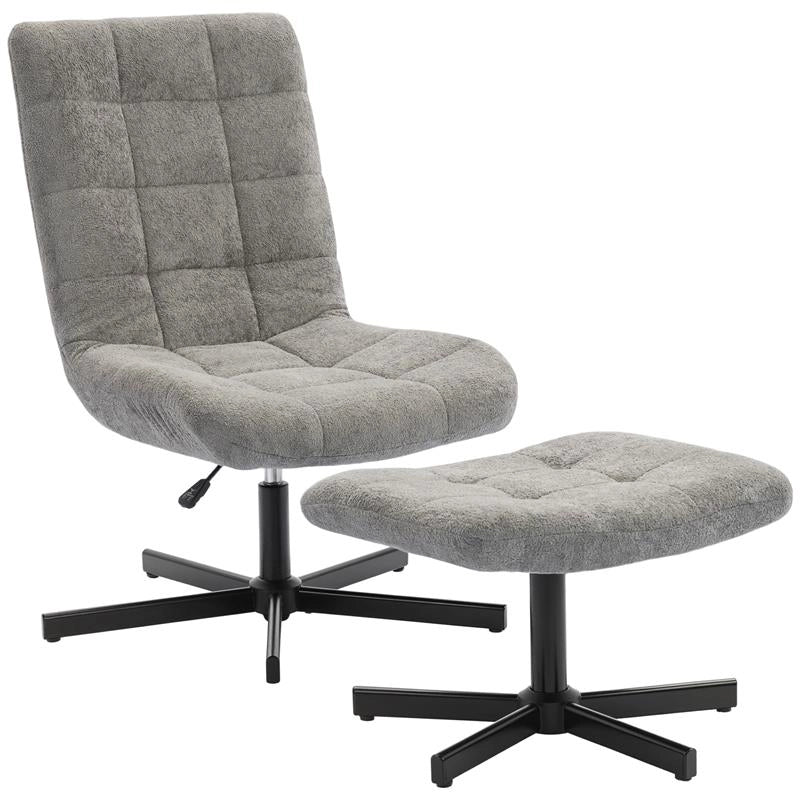 POLTRONA RECLINABILE SU 4 LIVELLI EFFETTO VELLUTO CON POGGIAPIEDI INDIPENDENTE, 66X80X93-104 CM, GRIGIO