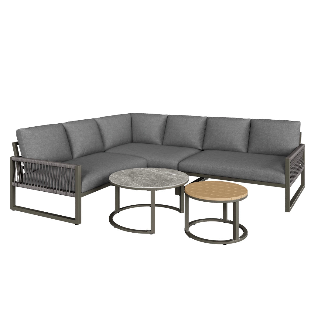 Set Divano da Giardino Angolare 6-7 Posti con Cuscini ¨C MINIMAL ¨C Grigio
