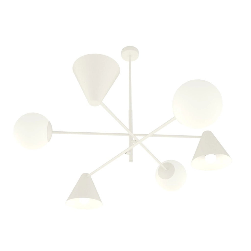 Lampada a sospensione HERMES 6 luci in acciaio bianco