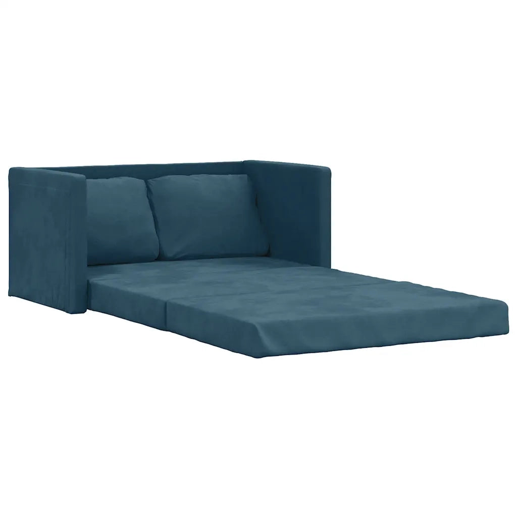 Divano letto | Sof¨¤ letto | Letto singolo da Terra 2 in 1 Blu 122x204x55 cm Velluto