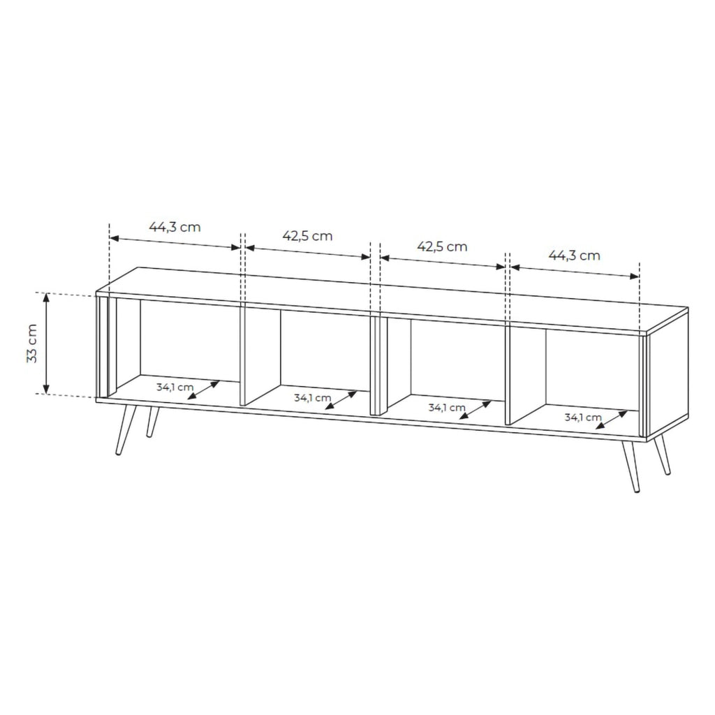 Kalorile, Mobile Porta tv un Ripiano, 187x40x83h cm Beige Cashmere