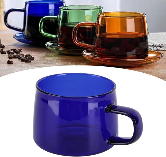 Caffè in Borosilicato 250ML con Manico trasparente - Ideale per Yogurt Granuli Bevande - Progettato per durata e eleganza