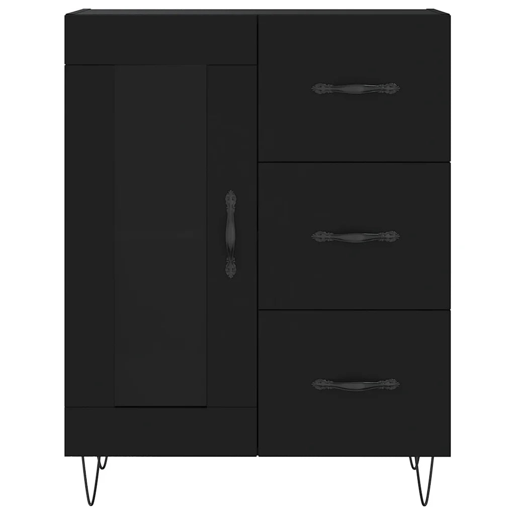 Credenza-Buffet-Armadio da cucina Nera 69,5x34x180 cm in Legno Multistrato 919299
