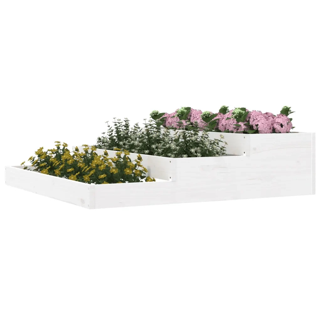 Fioriera | Cassetta per fiori | Vaso Bianca 107x107x27 cm in Legno Massello di Pino