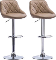 Bar Stool Ergonomico con Schienale - Flessibilità di Altezza - Altezza Sedile 60 - 82cm - Colore Beige - Set da 2 - Cucina e Bar - Regolabile in Altezza