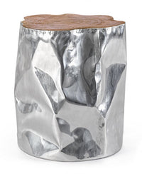 Tavolino 35x35x45 cm Melty in Acciaio e Legno