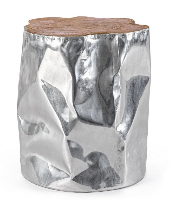 Tavolino 35x35x45 cm Melty in Acciaio e Legno