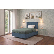 Letto imbottito Piazza e mezzo 120x190 cm Button - Contenitore,Microfibra,Blu