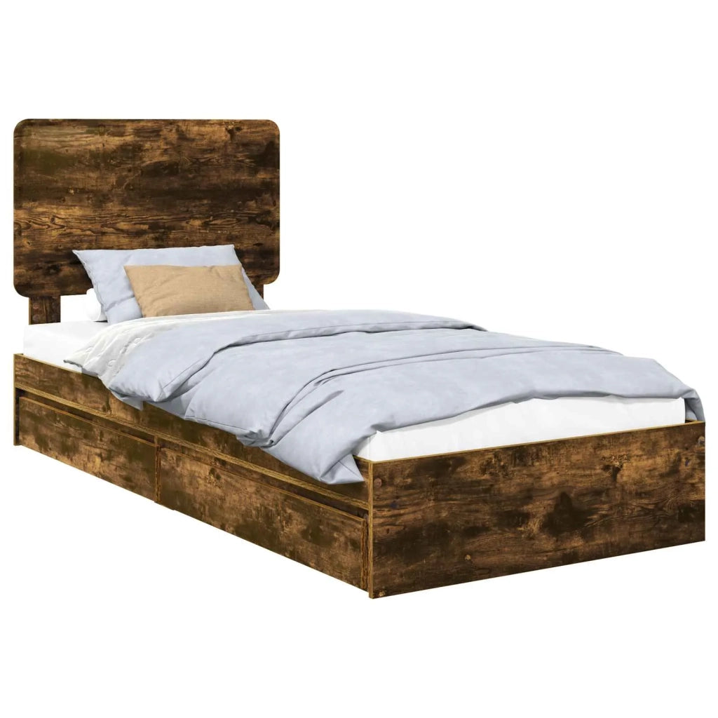 Letto con Contenitore con testiera Rovere fumé 100 x 200 cm