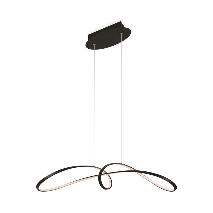 Lampadario A Sospensione Moderno Curve Alluminio Nero 1 Luce Led 42W