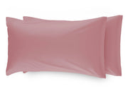 Coppia Federe Cuscino Guanciale Letto In Microfibra No Stiro In Tinta Unita - Federe - Rosa