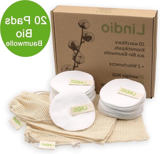 Pannelli di cancellazione biologici a cotone con 2 set di spugnette - pulizia viso Zero Waste