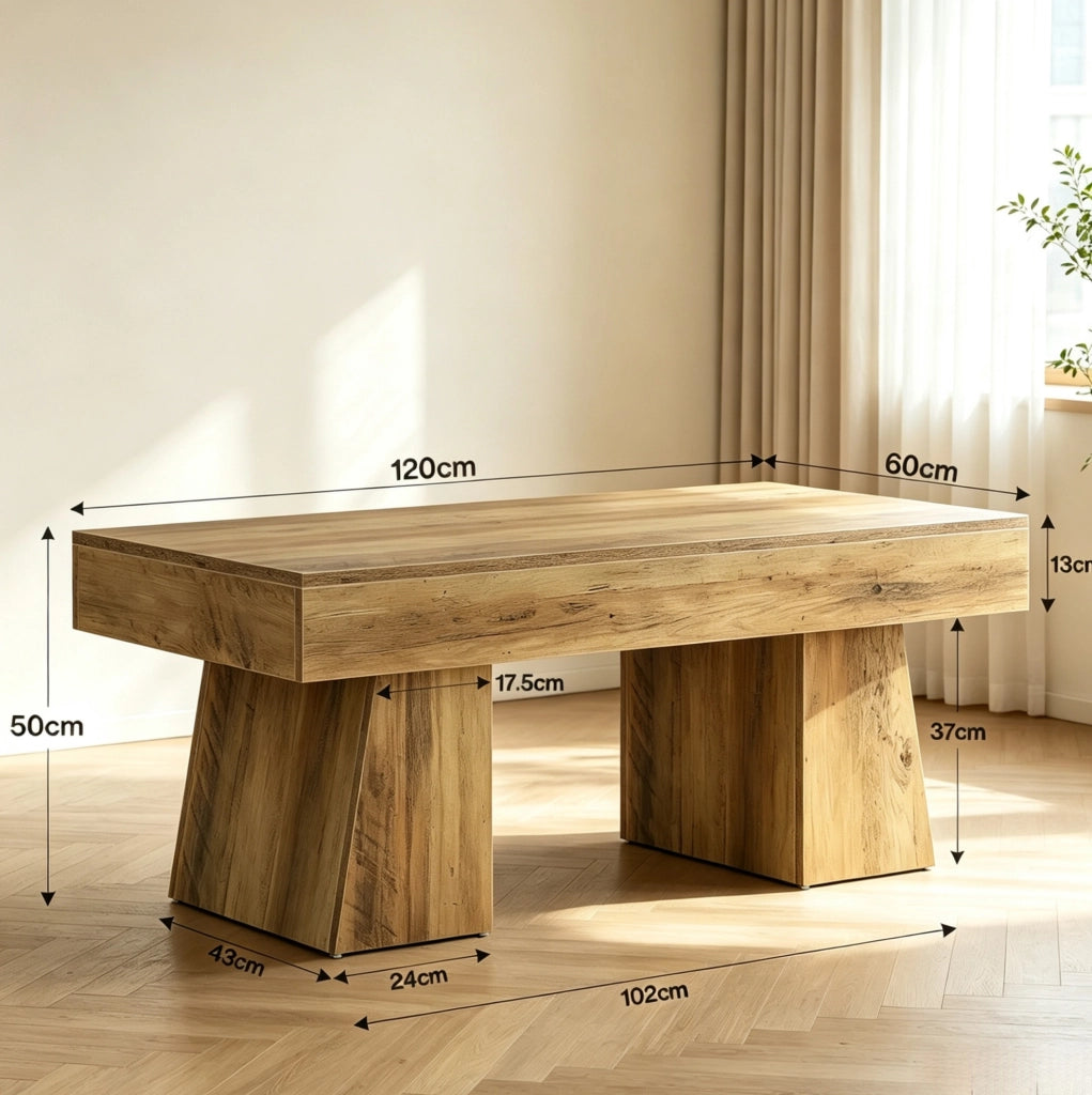 Tavolino da caffè rettangolare 120 x 60 x 50 cm in MDF marrone