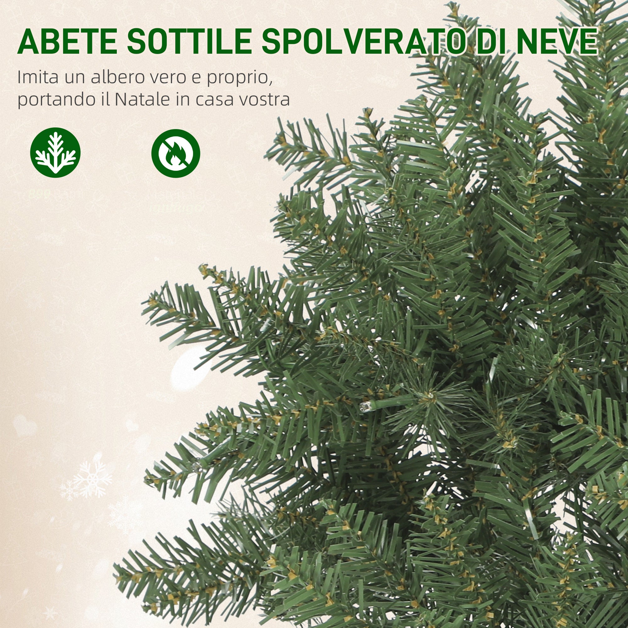 Albero di Natale Artificiale 180 cm 899 Rami con 250 Luci LED Bianche e Colorate 9 Modalità Verde