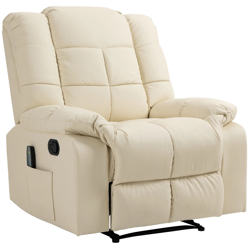 Poltrona Massaggiante Reclinabile ¨C Minimal ¨C Crema, Similpelle, 94x99x99cm