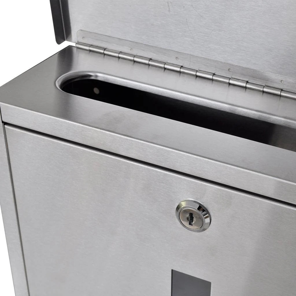 Cassetta postale in acciaio inox dal design contemporaneo su gambe con scomparto per giornali 120 cm 1002004