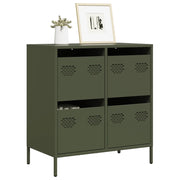 Credenza Verde Oliva 68x39x73,5 cm in Acciaio Laminato a Freddo