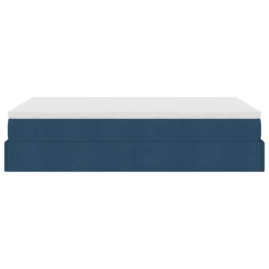 Struttura Letto Pouf con Materasso Blu 120x200 cm in Tessuto 3311105