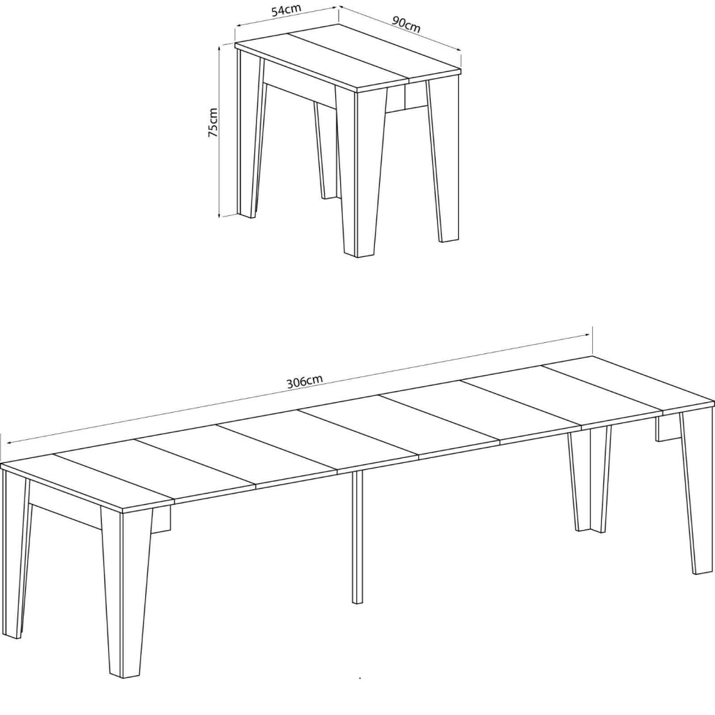 Consolle Allungabile Moderna Tavolo Estensibile Da 54 A 306 cm Con 6 Allunghe Ideale Per 14 posti Salvaspazio Guide In Metallo Design Per Soggiorno Salotto Cucina Ingresso Bianco